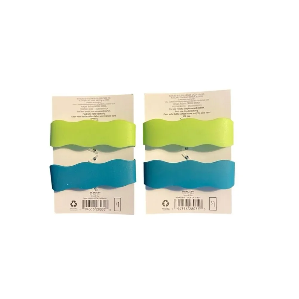 Silicone Label Bands - Lime Green & Teal Blue (2-Pack)